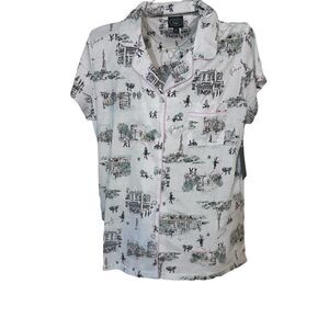 NEW WITH TAGS Laura Ashley Paris Eiffel Towel Crop Pajama TOP size XL